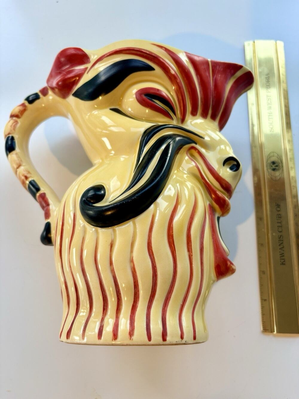 Goat Pitcher Ditmar Urbach 1930's Art Deco Yellow Hand Painted ERPHILA CZECH